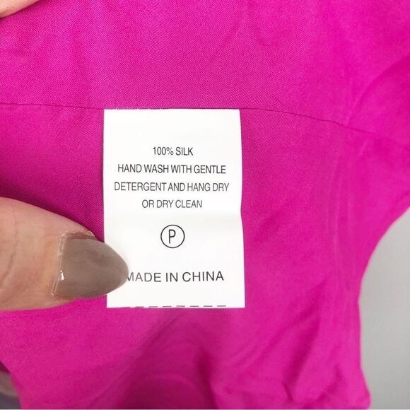 MARIE OLIVER | Striped Multicolor Silk High Neck Drop Waist Dress Women’s Small - Picture 9 of 9